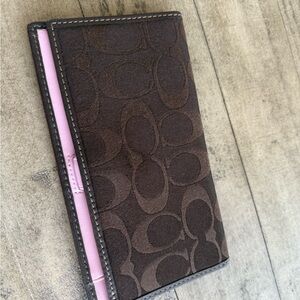 Coach Checkbook cover; Brown and Pink